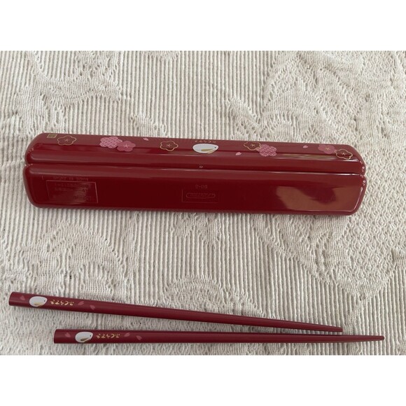 Japanese Rabbit Blossoms Chopstick with Case Red 216-1 Girl - Picture 3 of 7